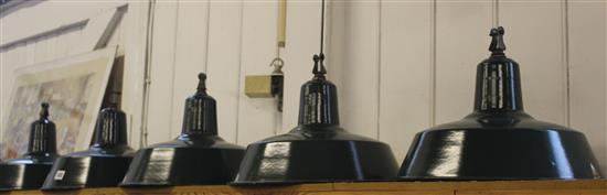 8 enamel factory lamps